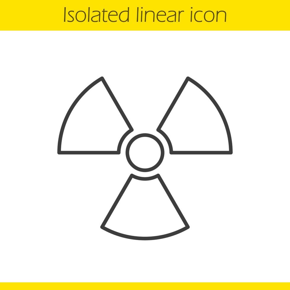 icône linéaire de signe de rayonnement. illustration de fine ligne de l'énergie nucléaire. symbole de contour de danger radioactif. dessin de contour isolé de vecteur