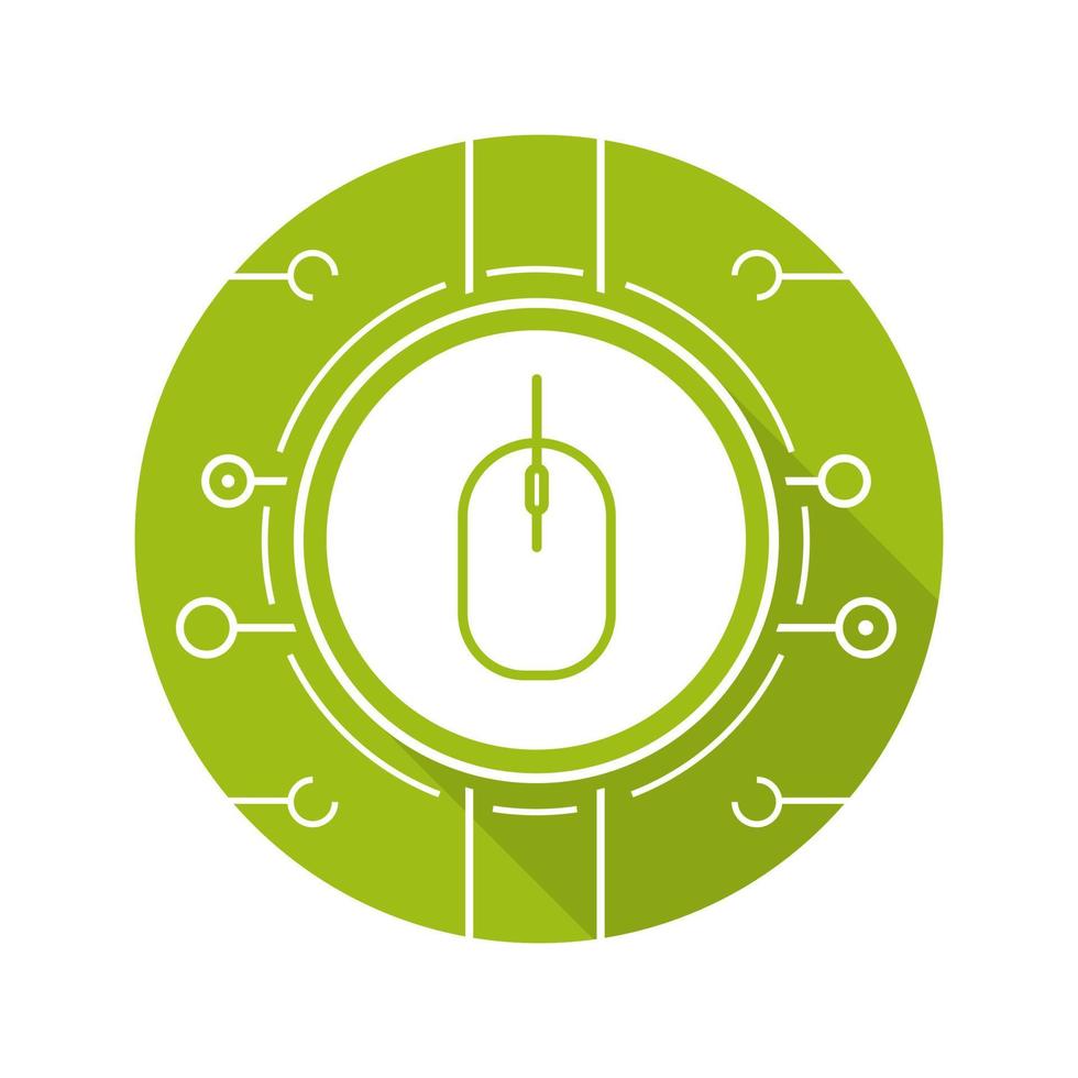 icône de grandissime de conception plate d'accès au réseau. souris d'ordinateur dans les voies de la puce électronique. symbole de silhouette de vecteur