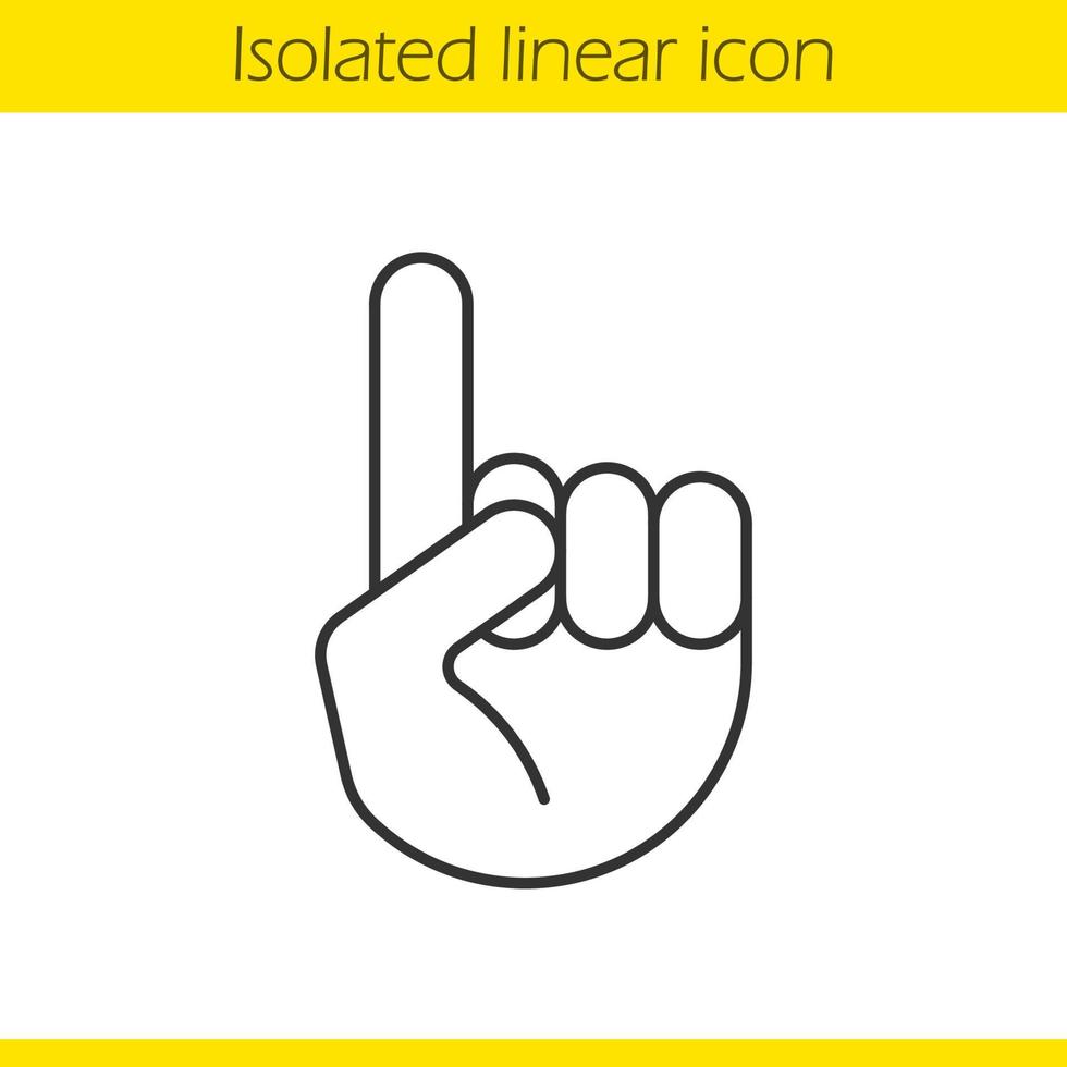 icône linéaire d'attention. illustration de la ligne mince. pointer le geste de la main. symbole de contour de l'index. dessin de contour isolé de vecteur