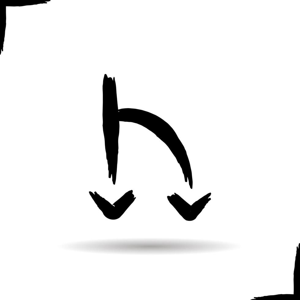icône de fourche de route. symbole d'ombre portée. deux flèches. coup de pinceau d'encre. illustration vectorielle isolée vecteur