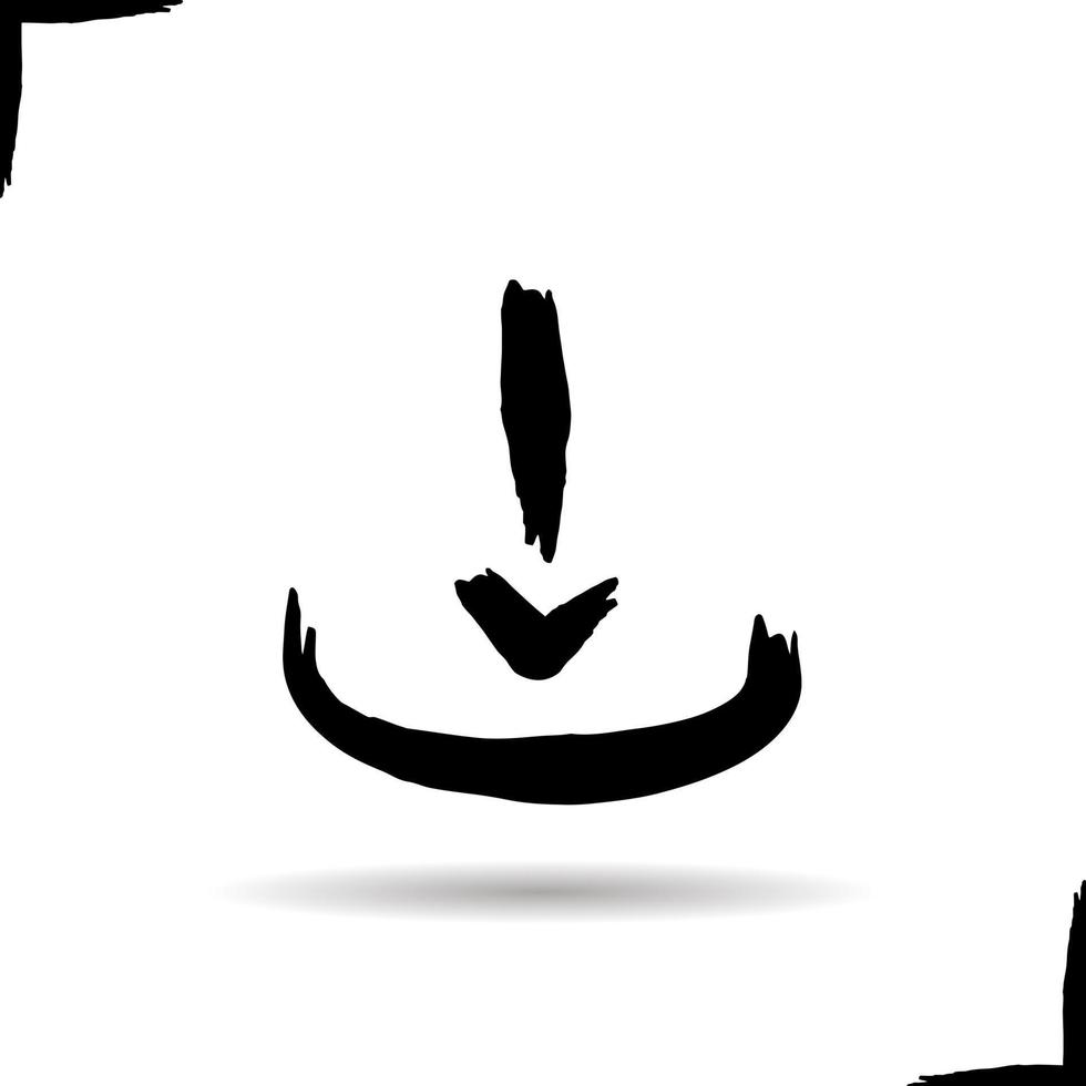 icône de flèche de téléchargement. symbole d'ombre portée vers le bas. coup de pinceau d'encre. illustration vectorielle isolée vecteur