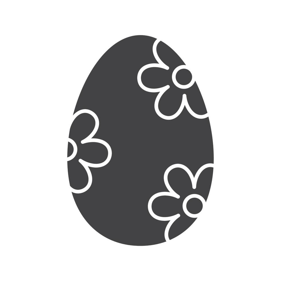 icône de glyphe d'oeuf de pâques. symbole de silhouette. oeuf de pâques avec motif de fleurs. espace négatif. illustration vectorielle isolée vecteur