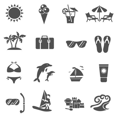 Été et voyage Icons Set vecteur