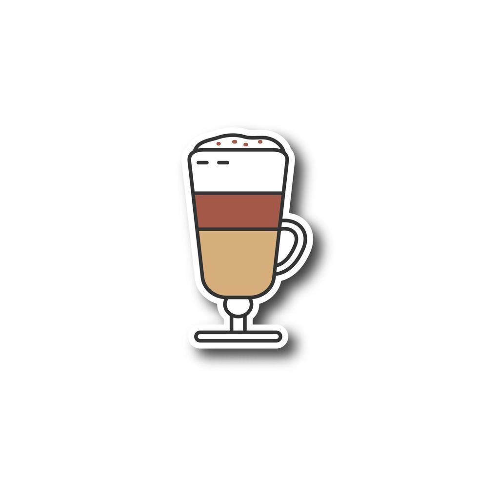 patch latte macchiato. café. autocollant de couleur. illustration vectorielle isolée vecteur