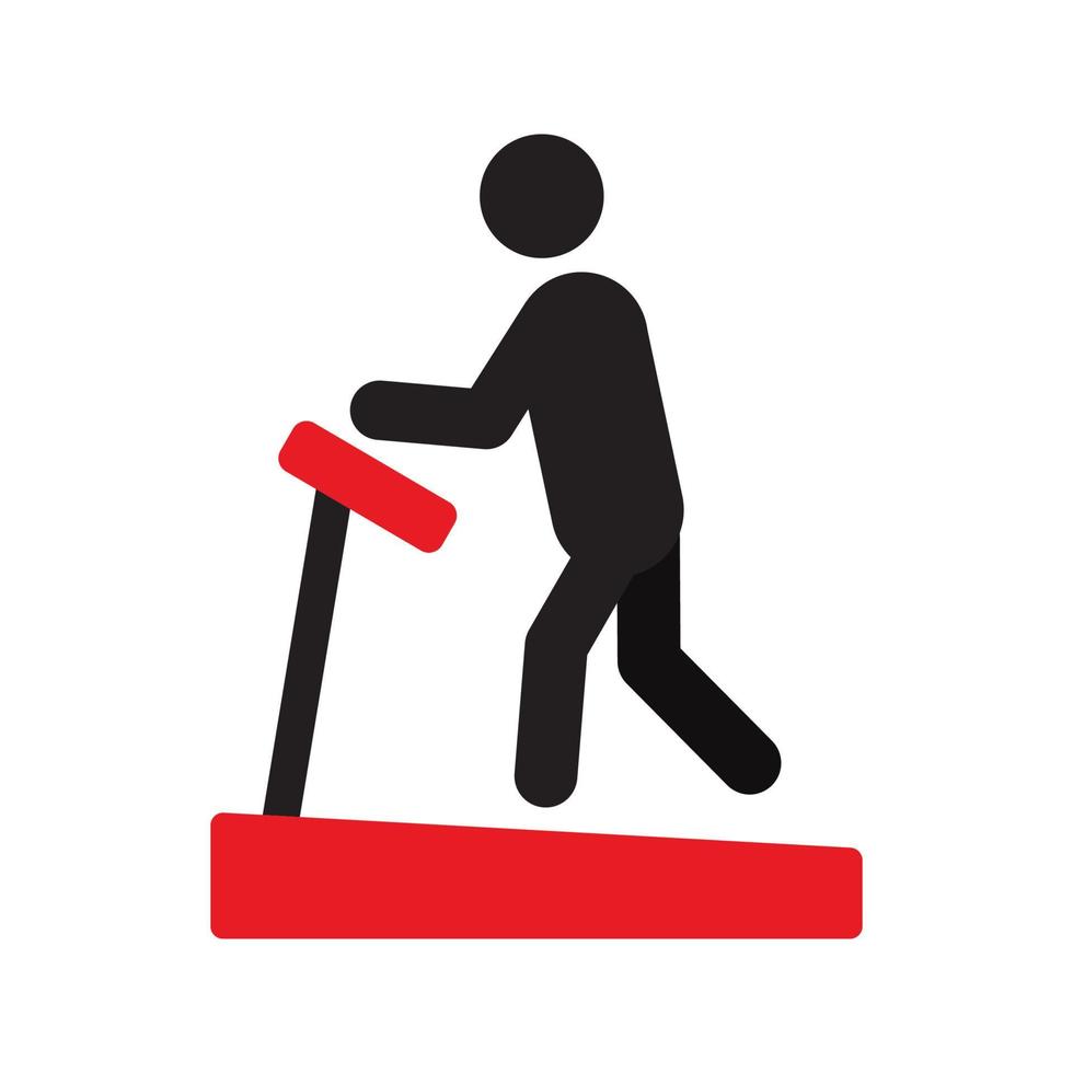 homme utilisant l'icône de silhouette de tapis roulant. gym. entrainement sportif. illustration vectorielle isolée vecteur