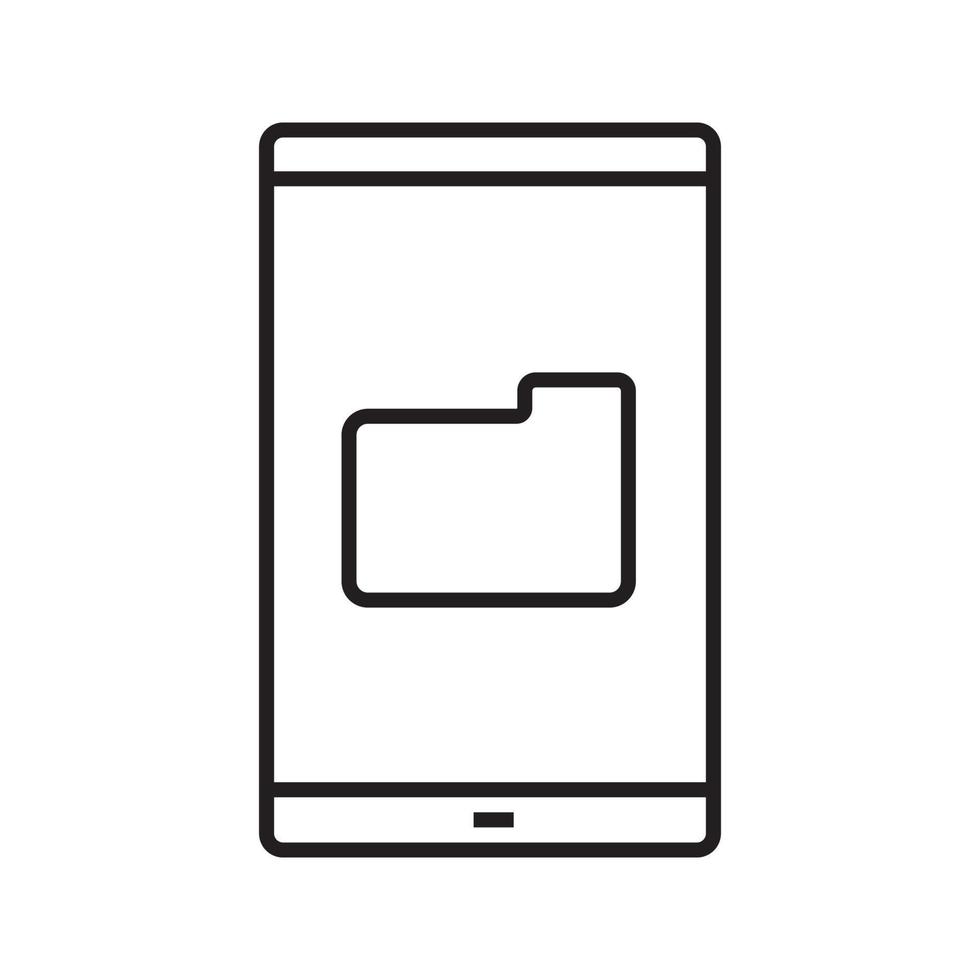 icône linéaire du gestionnaire de fichiers de smartphone. illustration de la ligne mince. téléphone intelligent avec symbole de contour de dossier. dessin de contour isolé de vecteur