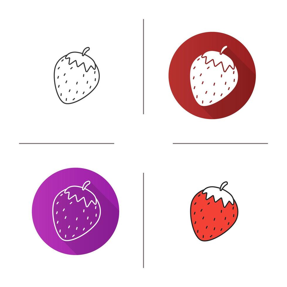 icône de fraise. design plat, styles linéaires et de couleur. illustrations vectorielles isolées vecteur