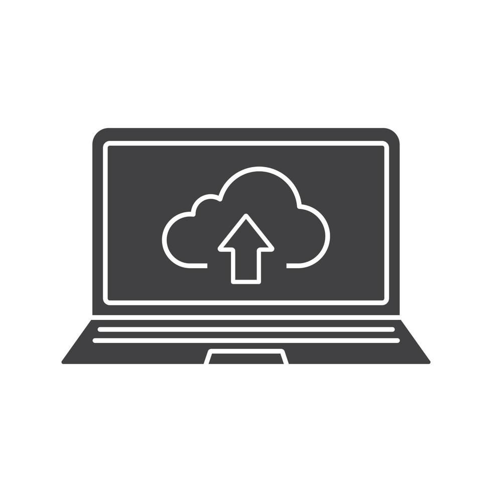 icône de téléchargement de fichiers de stockage en nuage pour ordinateur portable. symbole de silhouette. Cloud computing. espace négatif. illustration vectorielle isolée vecteur