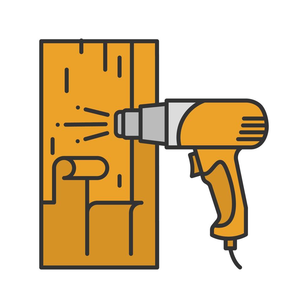 icône de couleur de surface de chauffage de pistolet à air chaud. décapage de peinture. illustration vectorielle isolée vecteur