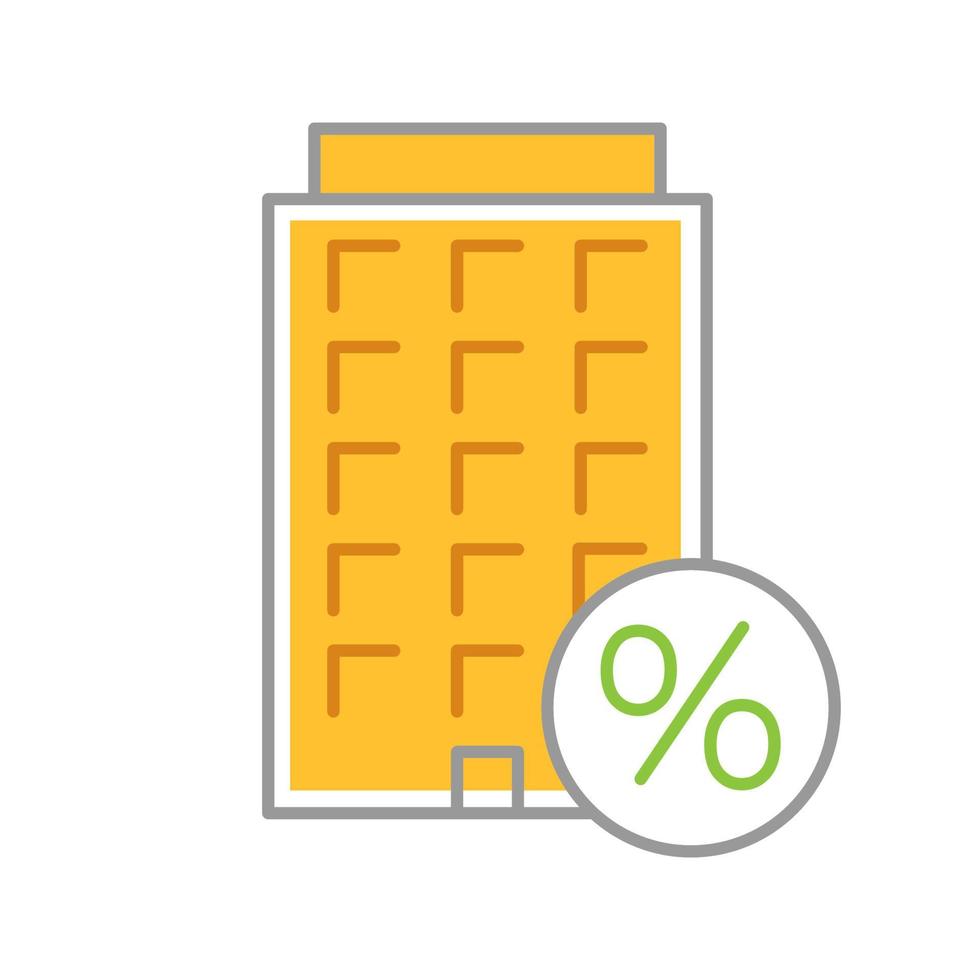 icône de couleur de remise de prêt à domicile. Appartements et immeubles de grande hauteur taux d'intérêt hypothécaire. illustration vectorielle isolée vecteur
