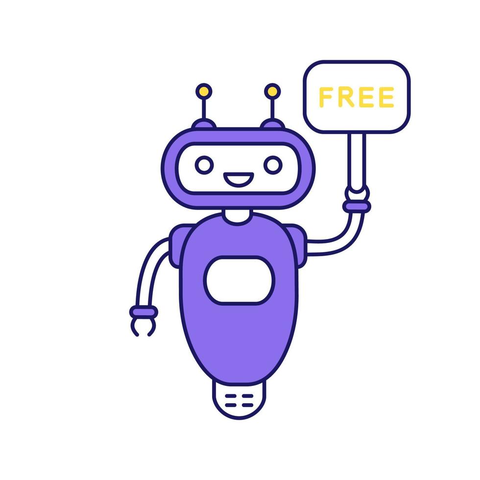 chatbot avec icône de couleur de bulle de dialogue gratuite. Talkbot de support client gratuit. assistant virtuel. robot moderne. illustration vectorielle isolée vecteur