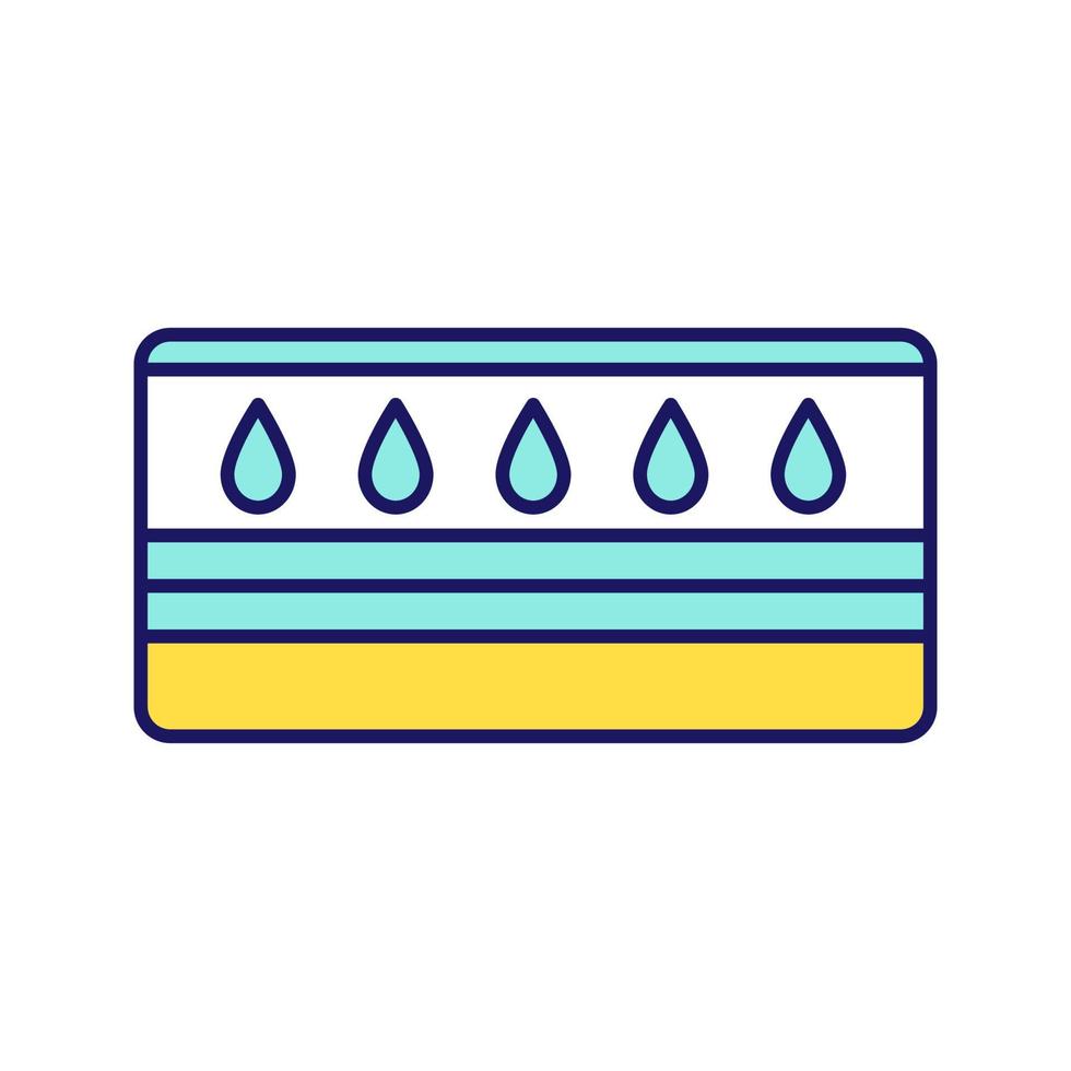 icône de couleur de matelas d'eau. lit à eau. matelas de flottaison. literie. illustration vectorielle isolée vecteur