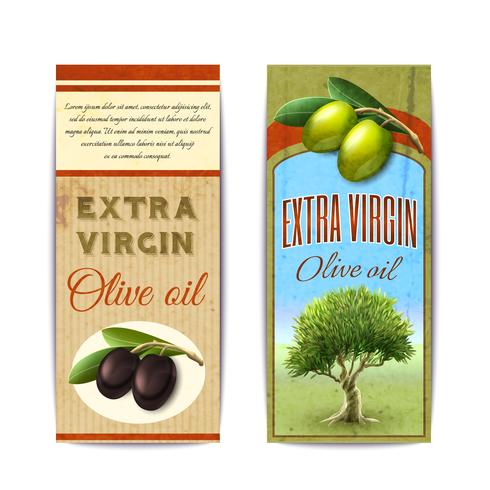 Jeu de bannières verticales à l&#39;huile d&#39;olive vecteur