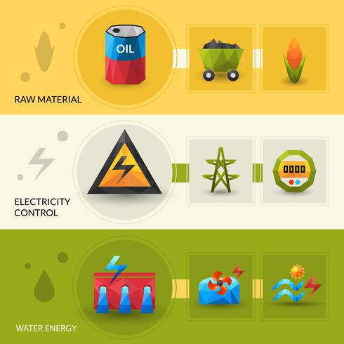 Ensemble de bannières Ressources énergétiques et contrôle vecteur