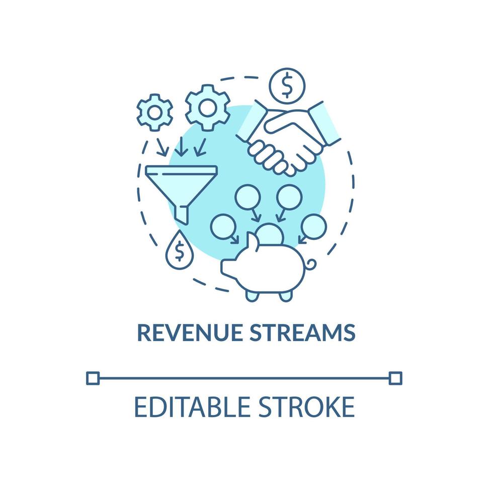 icône de concept bleu de flux de revenus. ressources de revenus récurrents. Gagner de l'argent. modèle d'entreprise idée abstraite fine ligne illustration. dessin de couleur de contour isolé de vecteur. trait modifiable vecteur