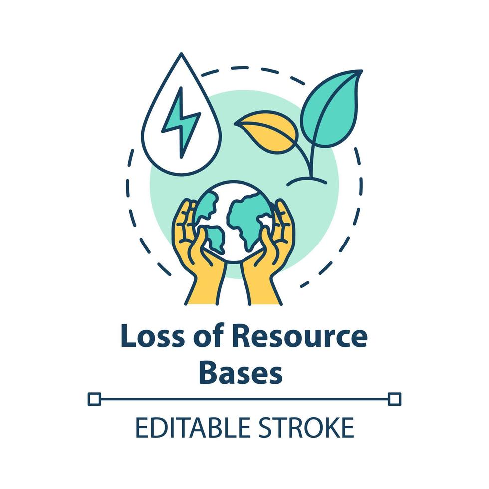 perte d'icône de concept de base de ressources. dommages naturels de la production industrielle. écosystème. illustration de ligne mince idée de surconsommation. dessin de couleur rvb contour isolé vectoriel. trait modifiable vecteur