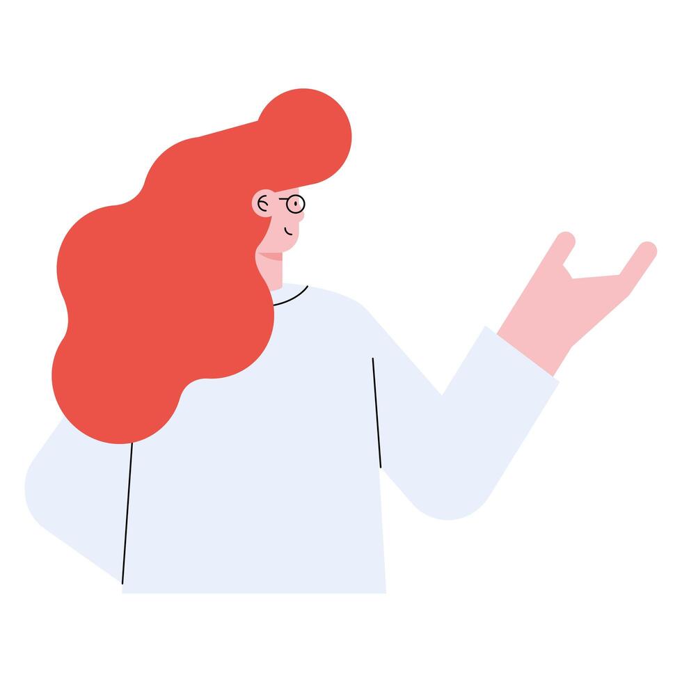 femme rousse portant des lunettes vecteur