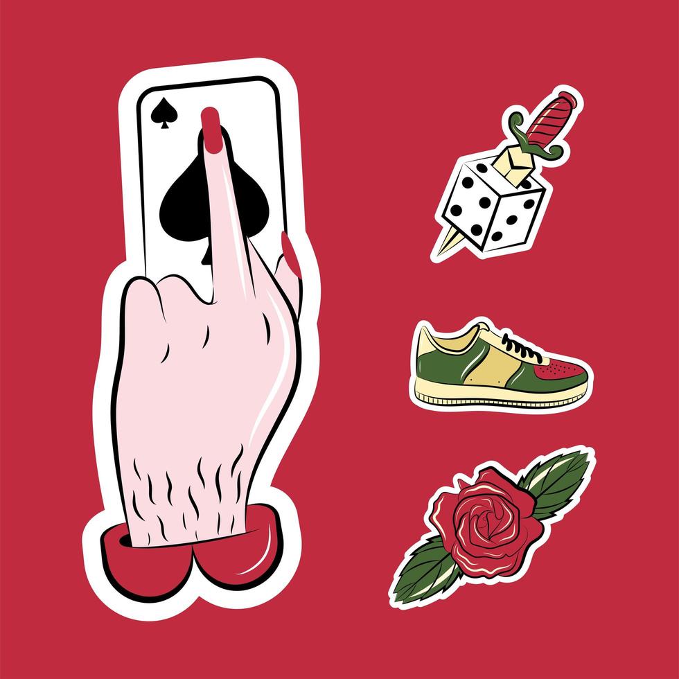 amour sauvage quatre stickers vecteur