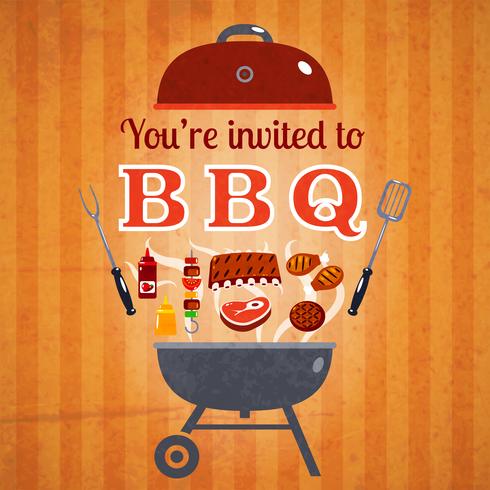 Affiche publicitaire pour une invitation au barbecue vecteur
