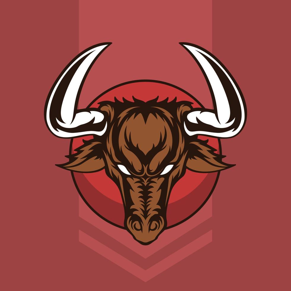 mascotte de tête de taureau de rage, cette image cool et sérieuse convient au logo d'une équipe d'esports ou à une entreprise de ranch de bétail, convient également aux conceptions de t-shirts ou de marchandises vecteur
