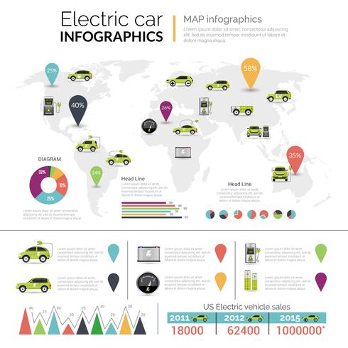 Infographie de voiture électrique vecteur