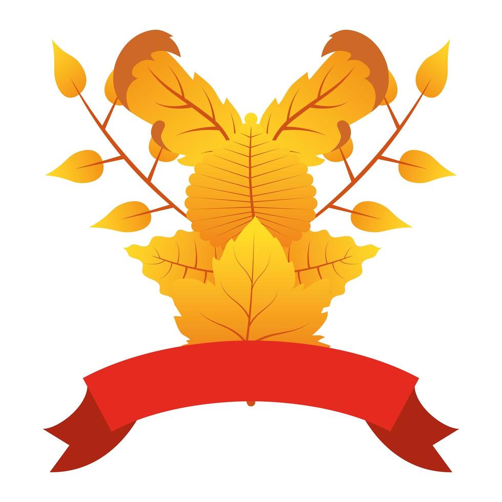 feuillage d'automne avec décoration saisonnière en ruban rouge vecteur