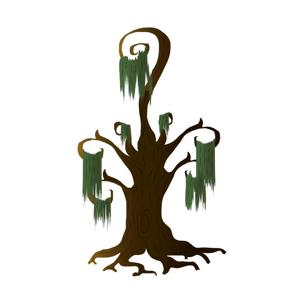 icône de plante arbre sombre halloween vecteur