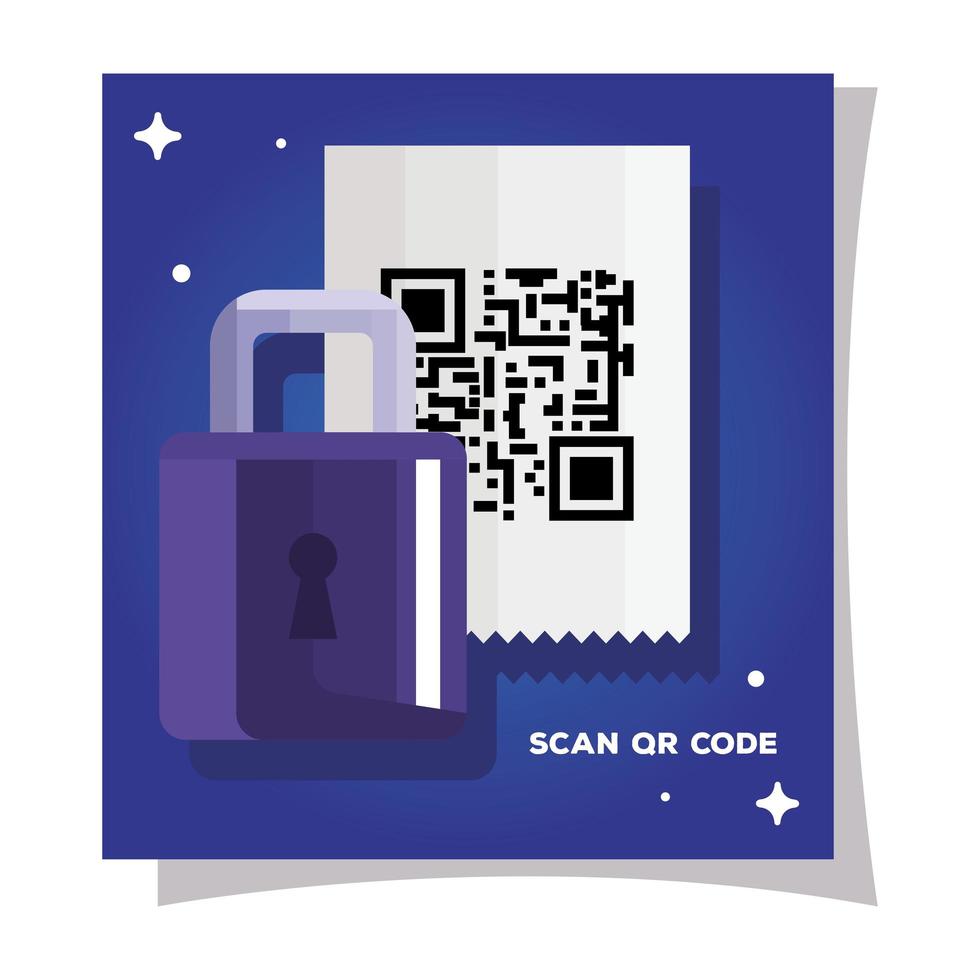 papier de code qr et conception de vecteur de cadenas