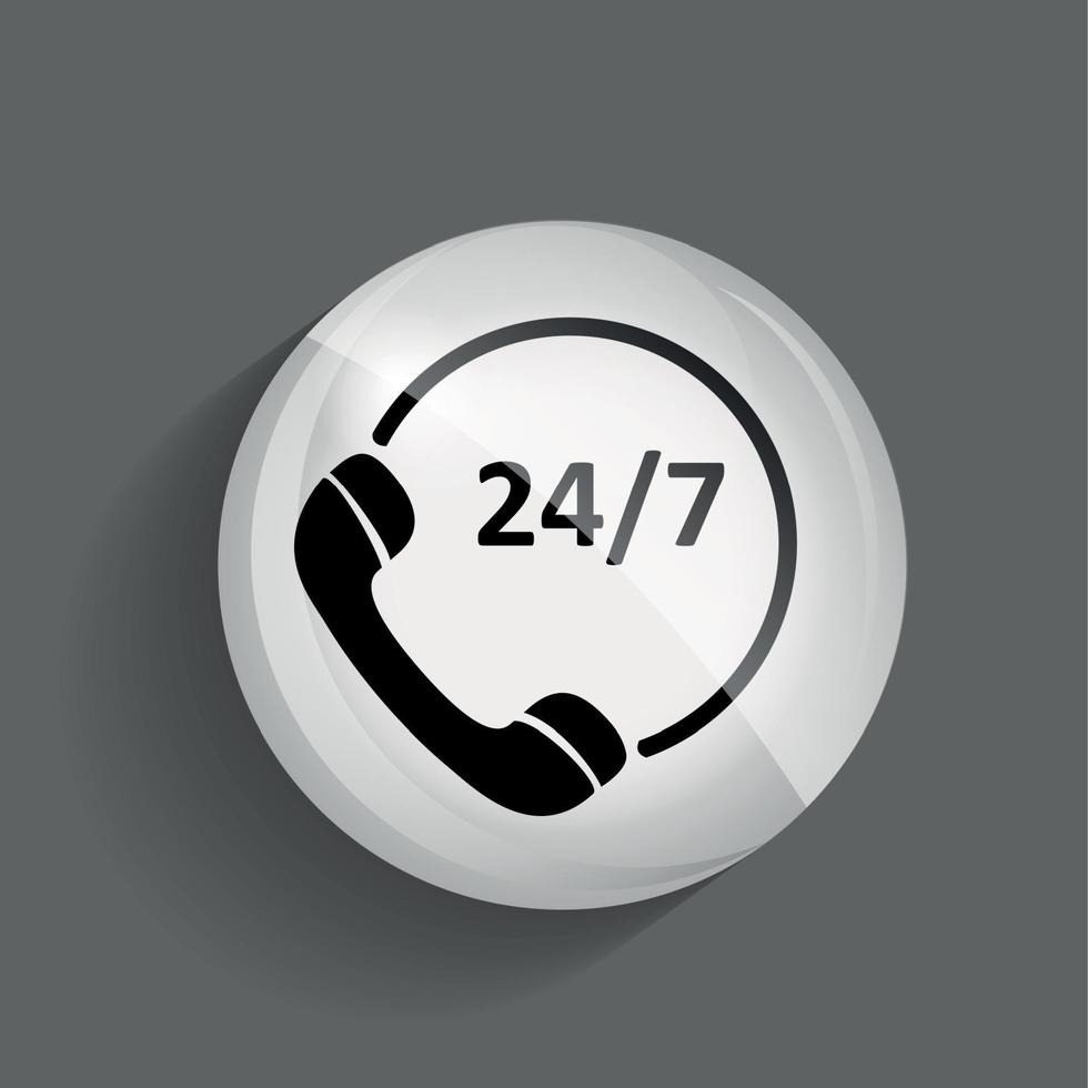 service client 24,7 icône brillante vector illustration
