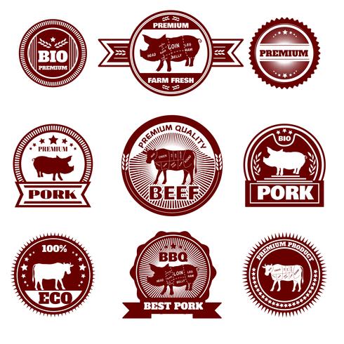 Emblèmes de boucherie Eco Farm vecteur