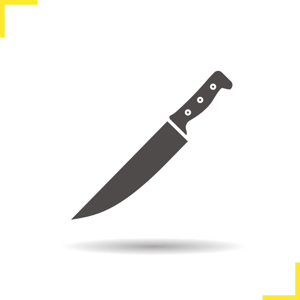 icône de couteau de chef. symbole de silhouette de couverts d'ombre portée. instrument de cuisine. couteau. illustration vectorielle isolée vecteur