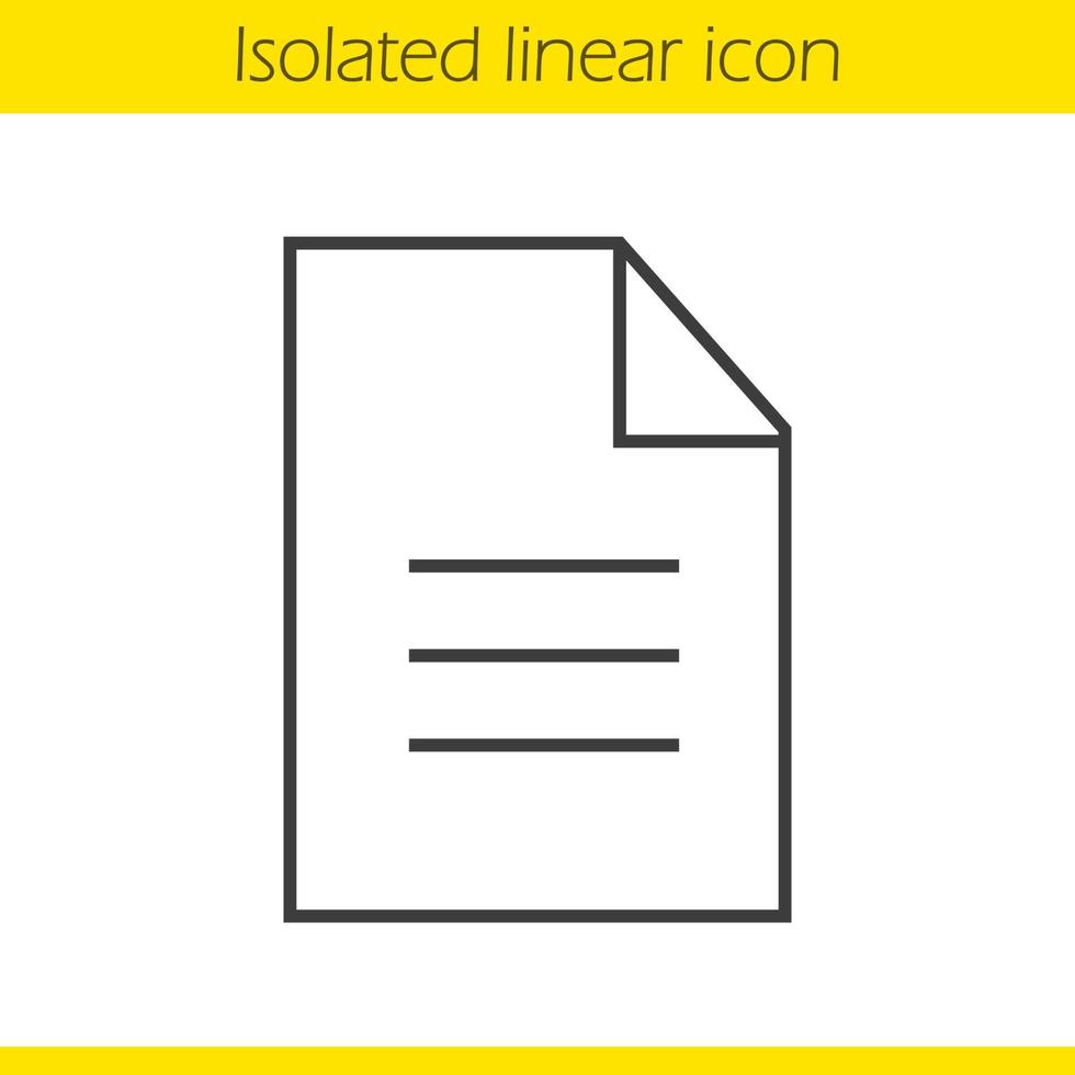 nouvelle icône linéaire de document. illustration de ligne mince de formulaire de demande. symbole de contour de fichier. dessin de contour isolé de vecteur