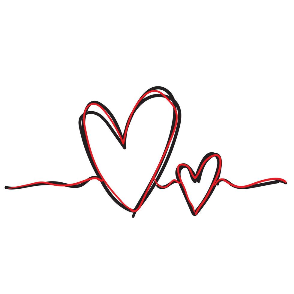 coeur d'amour dessiné à la main enchevêtré avec une fine ligne de style doodle, vecteur de forme de diviseur