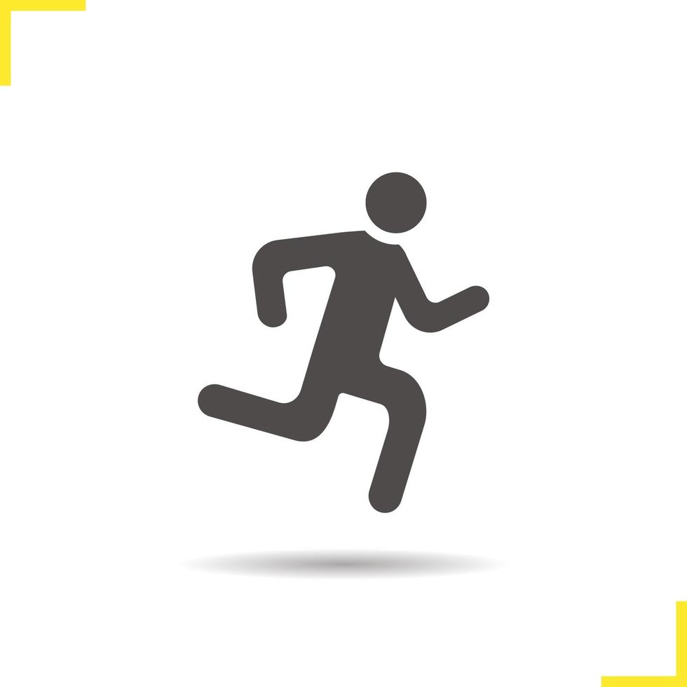 icône de coureur. symbole de silhouette de sprinter d'ombre portée. homme qui court. illustration vectorielle isolée vecteur
