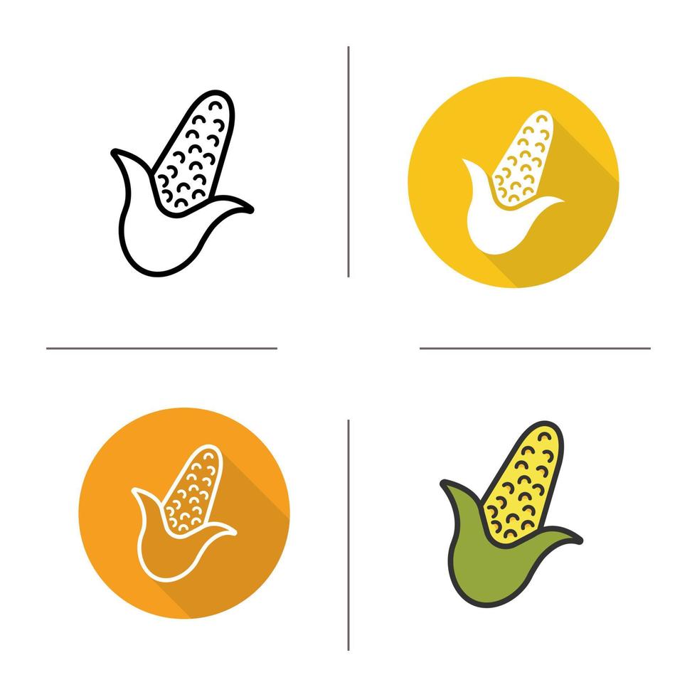 icône de maïs. design plat, styles linéaires et de couleur. illustrations vectorielles de maïs isolé vecteur