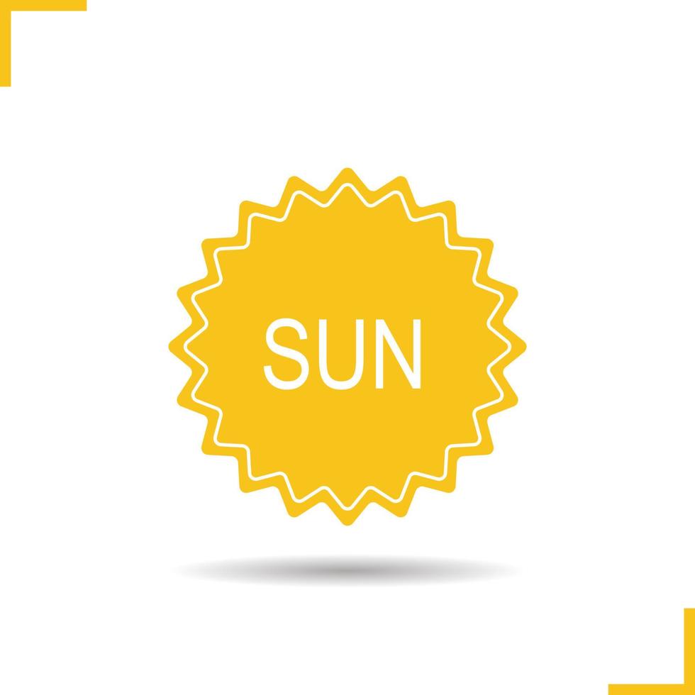 icône d'autocollant de soleil. symbole de silhouette d'ombre portée. insigne de soleil. illustration vectorielle isolée vecteur