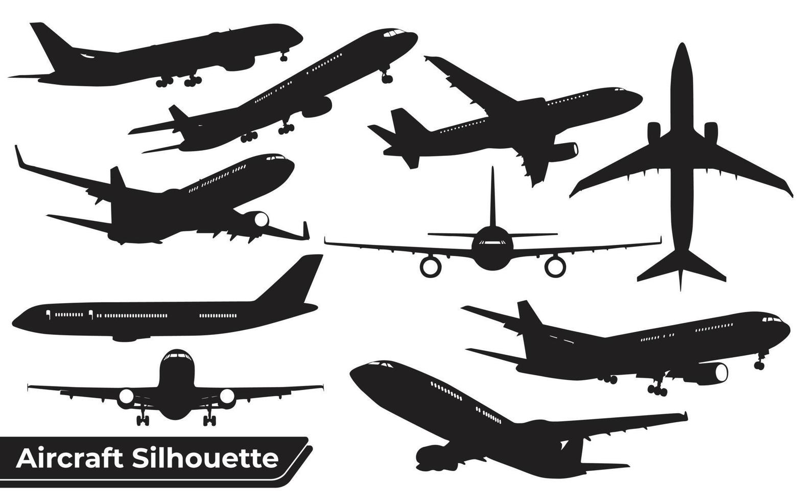 collection de silhouettes noires d'avion vecteur