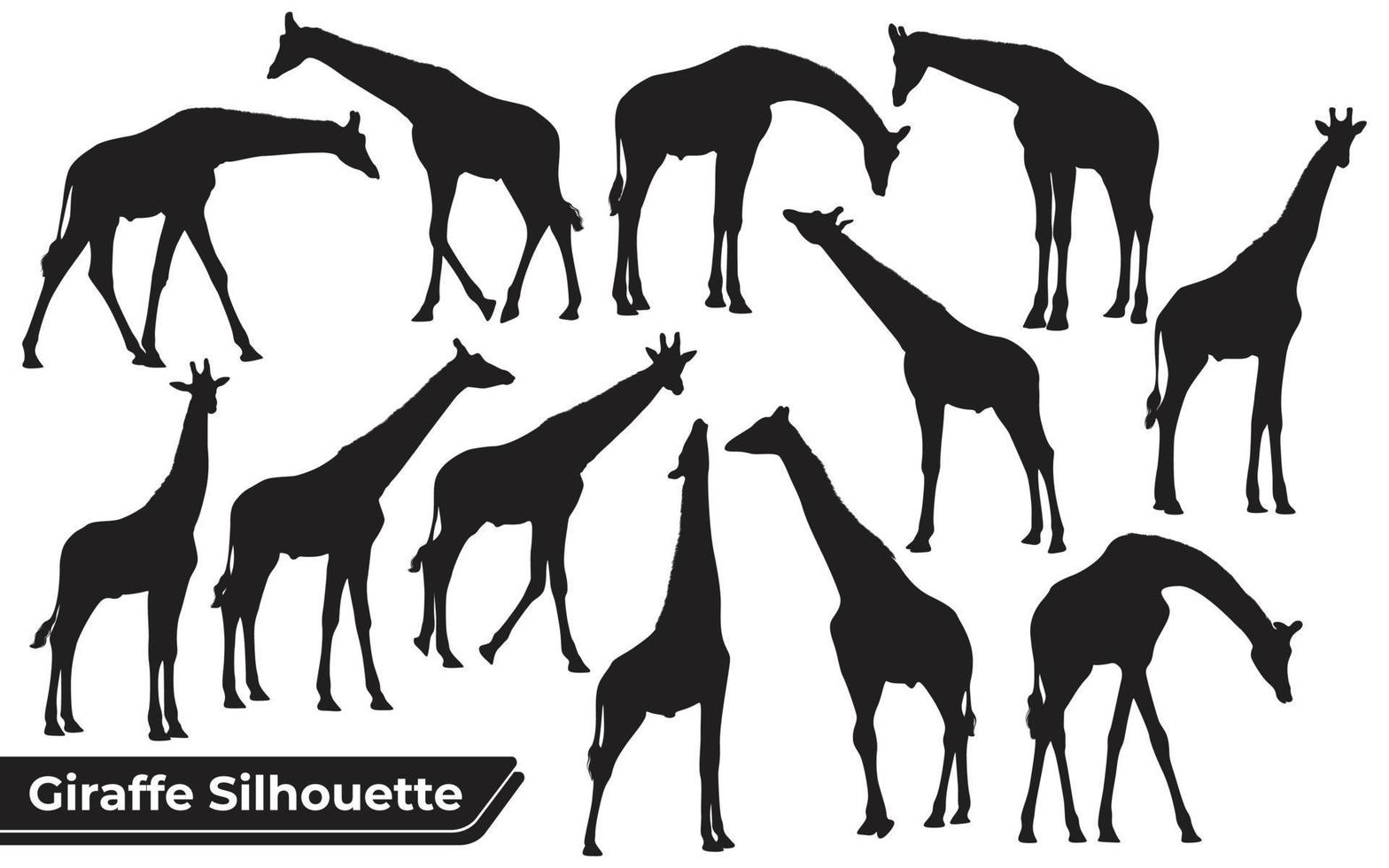 ensemble de silhouettes noires de girafes vecteur