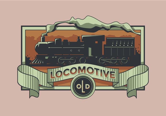 Vieux vecteur étiquette rétro locomotive