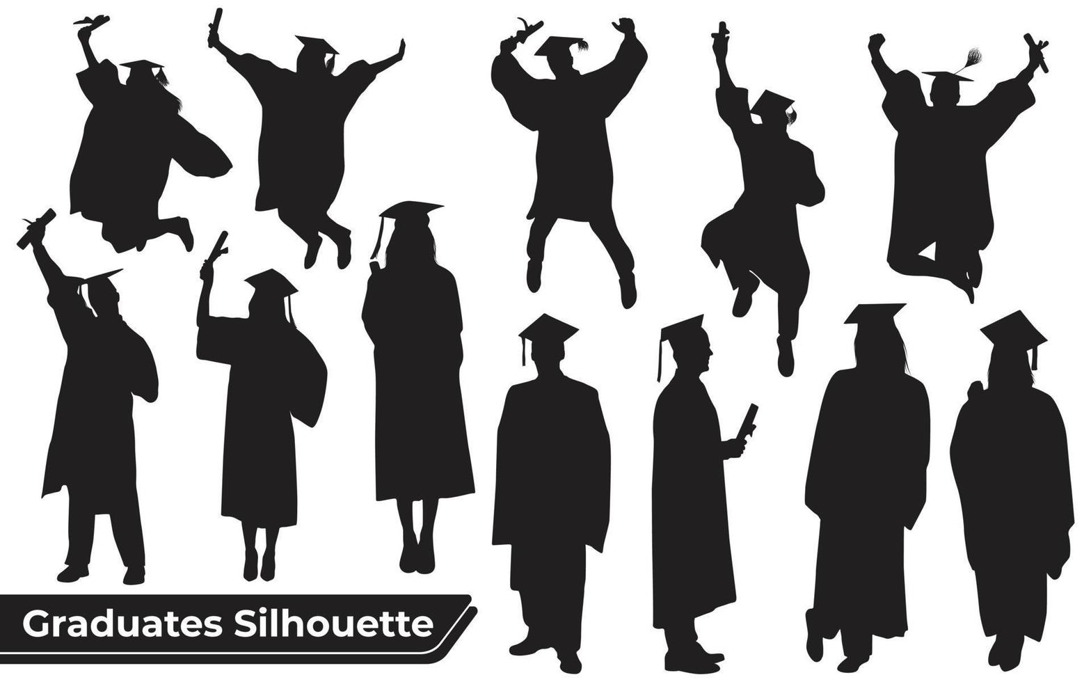 collection de diplômés célébrant des silhouettes dans différentes poses vecteur