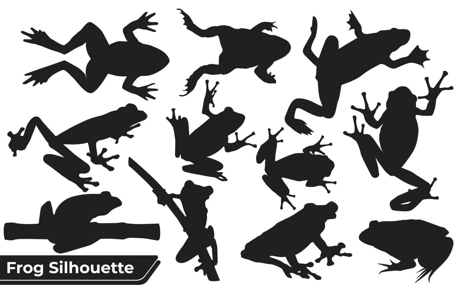 collection de silhouettes de joueurs de grenouilles dans différentes poses vecteur