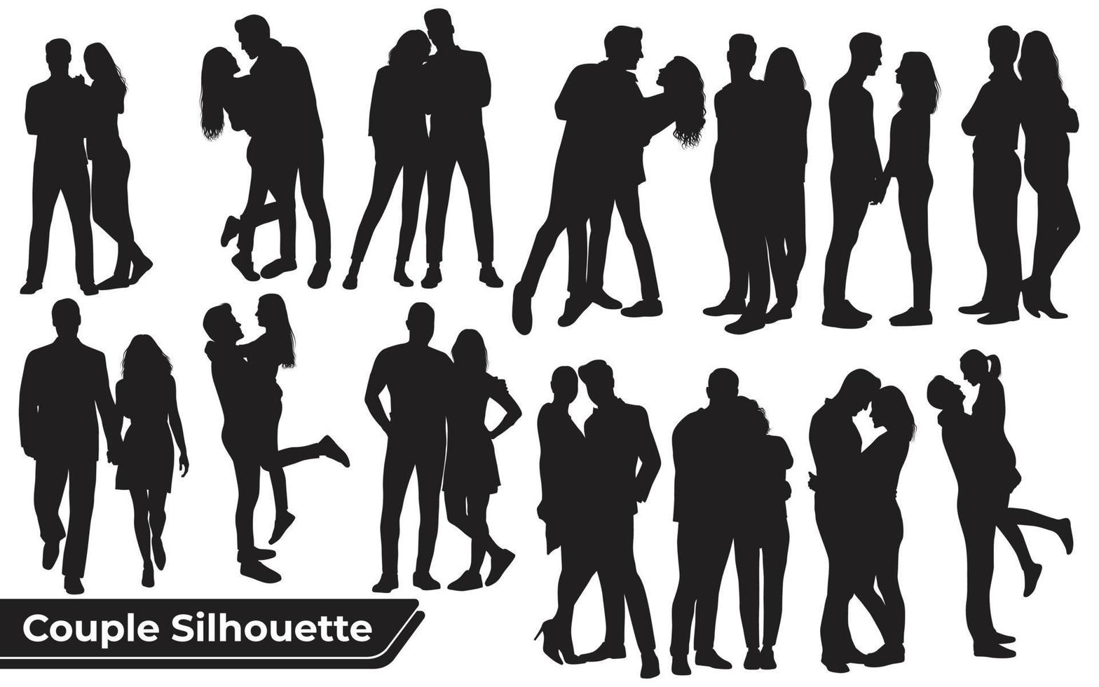 collection de silhouettes de danse de mariage dans différentes poses vecteur