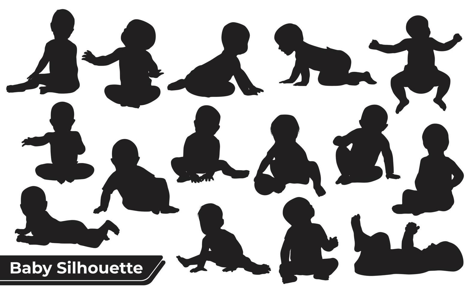 silhouette enfant et bébé vecteur