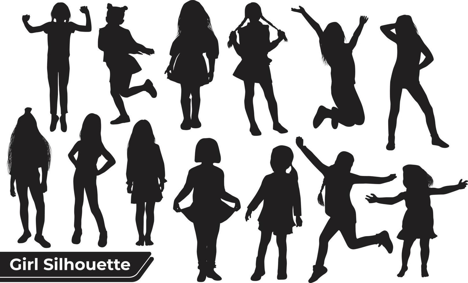 collection de silhouettes de jeunes filles dans différentes positions vecteur