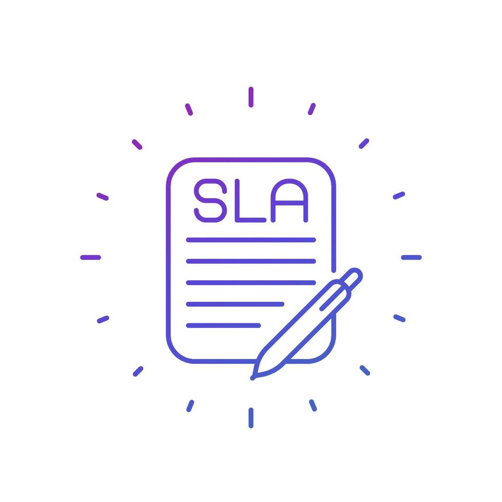 sla, icône de ligne d'accord de niveau de service vecteur