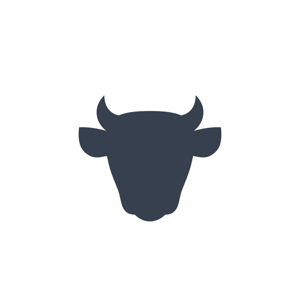 icône de bétail, vue de face de tête de vache, logo de ferme de bétail sur blanc vecteur