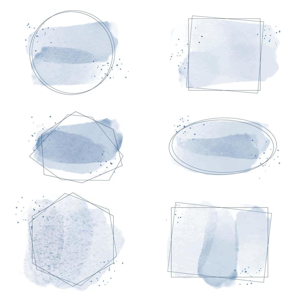 splash aquarelle bleu indigo avec cadre géométrique pour la collection de logos ou de bannières vecteur