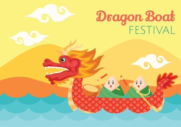 Illustration de la fête des bateaux dragons vecteur