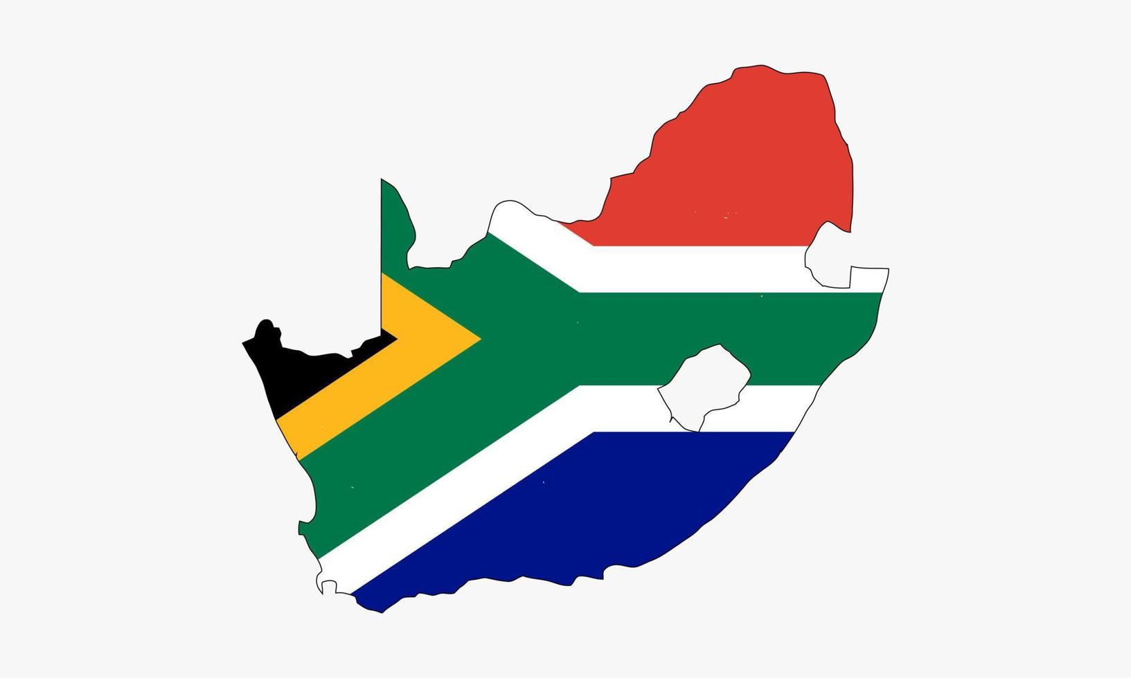 Conception de vecteur de drapeau de carte de l'Afrique du Sud sur le fond blanc