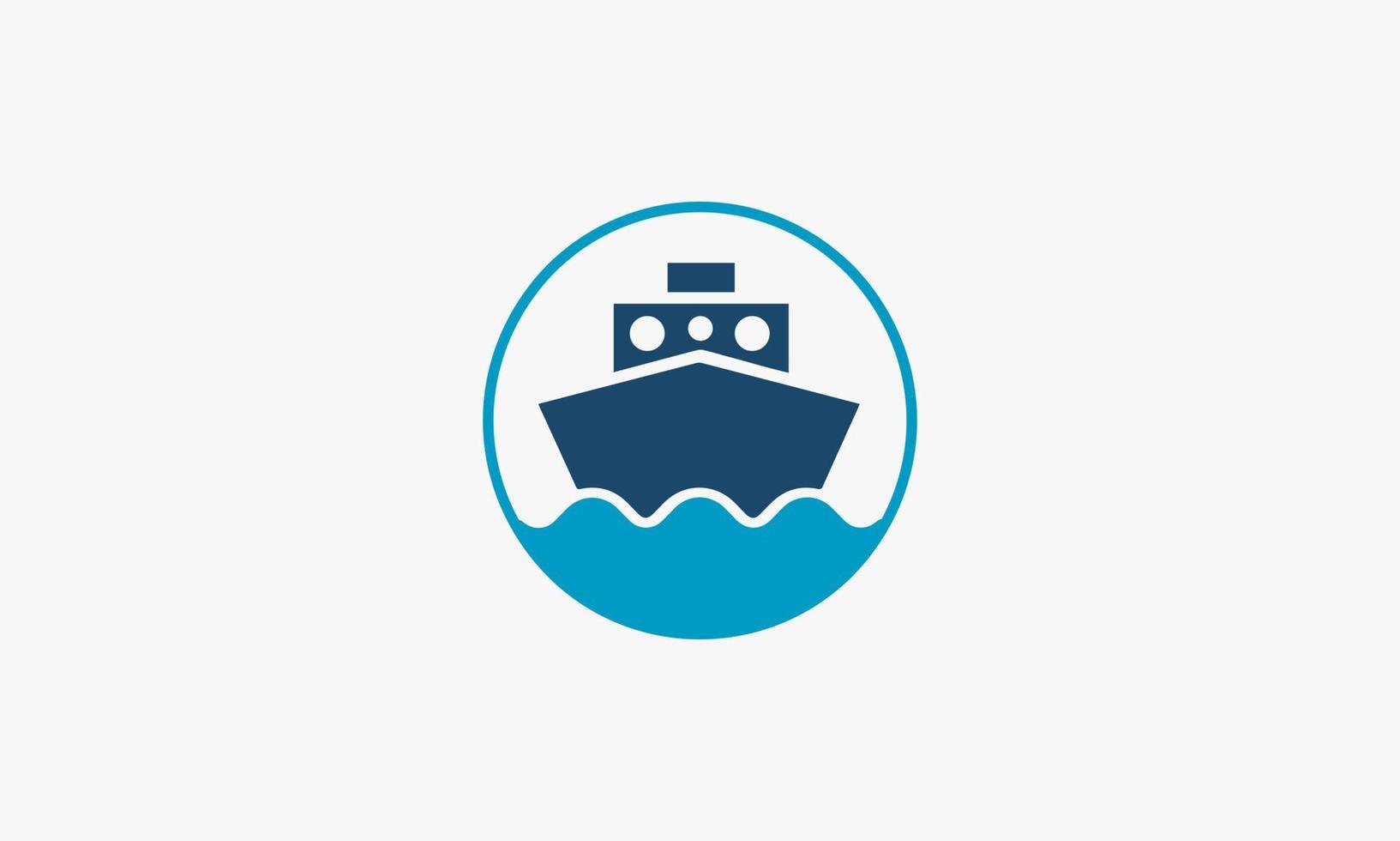 concept de conception de logo de navire cercle bleu. illustration vectorielle marine. vecteur